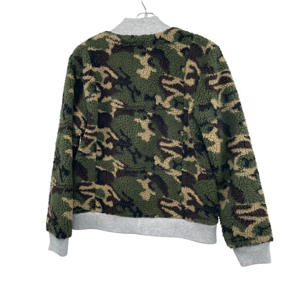 CHASOR Womens Camo Print Sherpa Coat Full Zip Size Medium Pockets - Picture 7 of 9